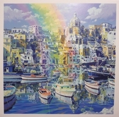 Teppei Sasakura, Corricella, Rainbow, Seascapes, Boats, Cityscape