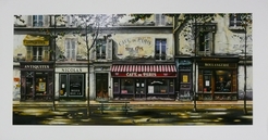 Thomas Pradzynski, Cafe de Paris, Antiques, Parisian, Designer Art, restaurant Art, Corporate Art